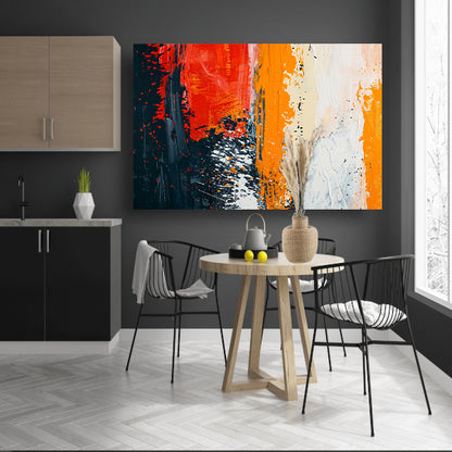 Dynamisch abstract schilderij met expressieve kleuren acrylglas