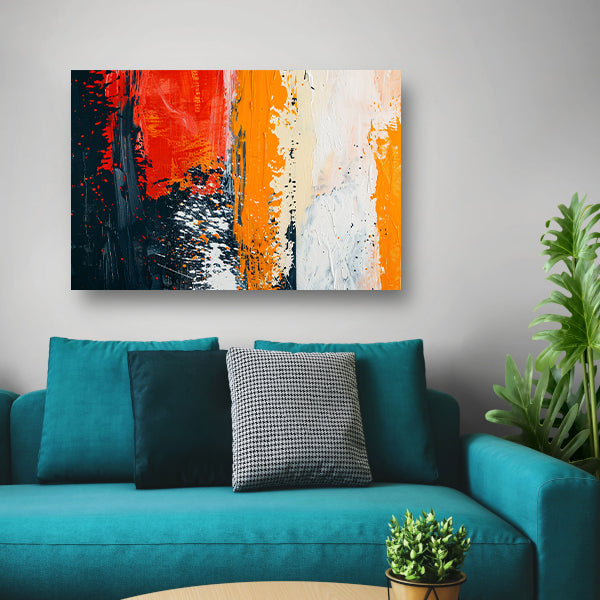 Dynamisch abstract schilderij met expressieve kleuren acrylglas