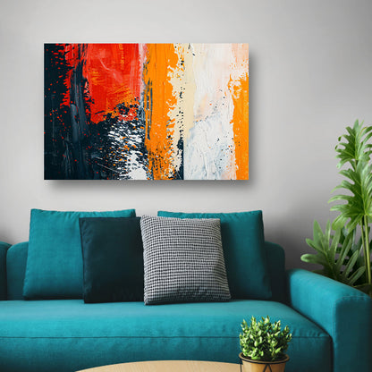 Dynamisch abstract schilderij met expressieve kleuren acrylglas