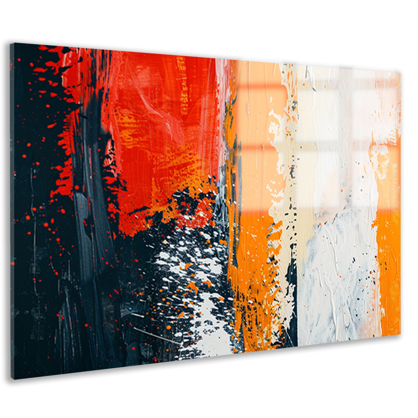 Dynamisch abstract schilderij met expressieve kleuren acrylglas