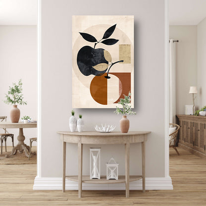 Moderne Abstracte Appel met Bladeren Design canvas met baklijst
