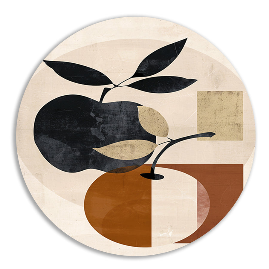 Moderne Abstracte Appel met Bladeren Design forex muurcirkel