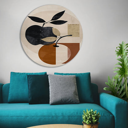 Moderne Abstracte Appel met Bladeren Design forex muurcirkel