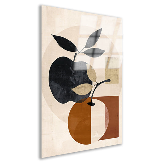 Moderne Abstracte Appel met Bladeren Design acrylglas