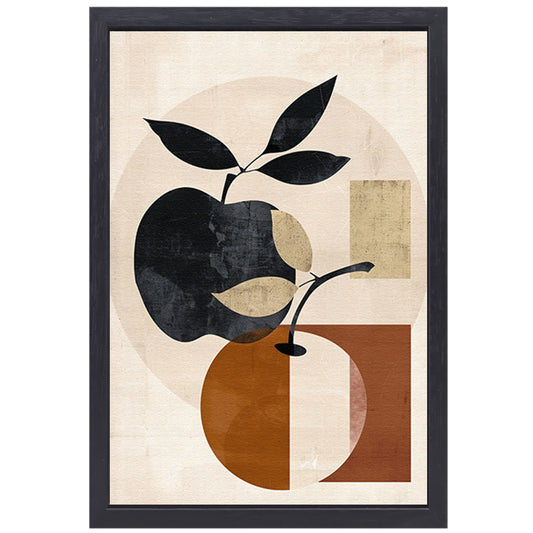 Moderne Abstracte Appel met Bladeren Design canvas met baklijst