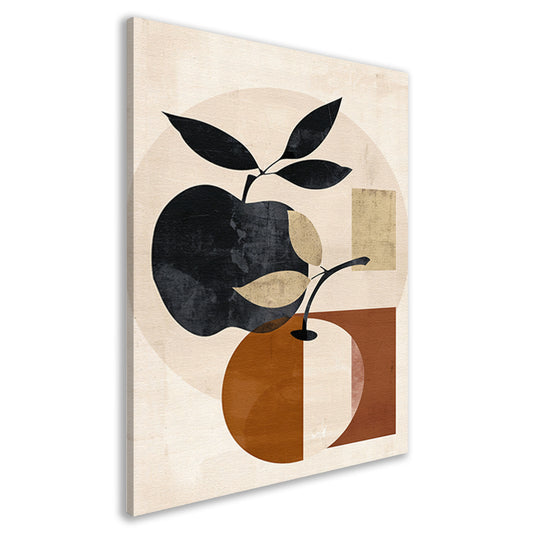 Moderne Abstracte Appel met Bladeren Design canvas