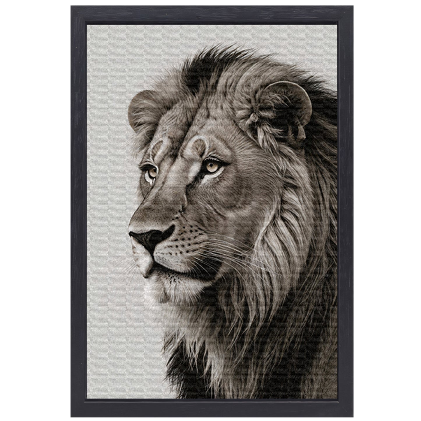 Majestueuze Leeuw in Monochrome Essentie canvas met baklijst