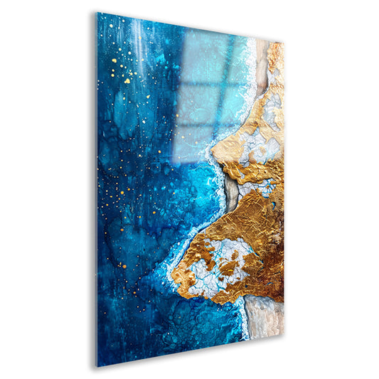Abstract schilderij van vulkaan en water acrylglas