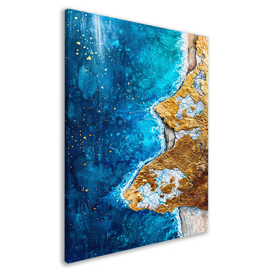 Abstract schilderij van vulkaan en water canvas