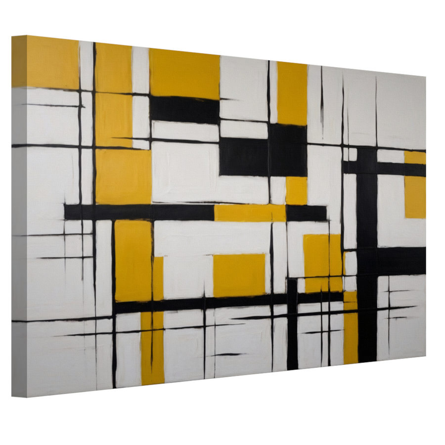 Abstracte Geometrische Balans in Geel en Zwart canvas