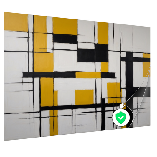 Abstracte Geometrische Balans in Geel en Zwart poster
