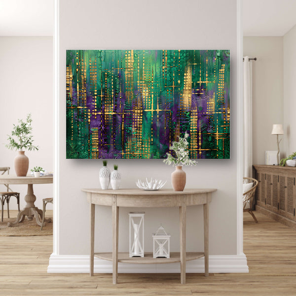 Dynamische abstracte kunst met kleurrijke patronen acrylglas