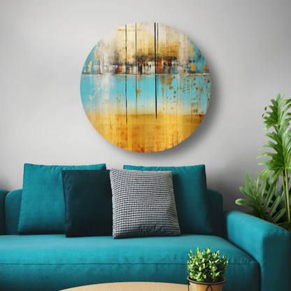 Blauw-geel landschap met horizontale lijnen forex muurcirkel