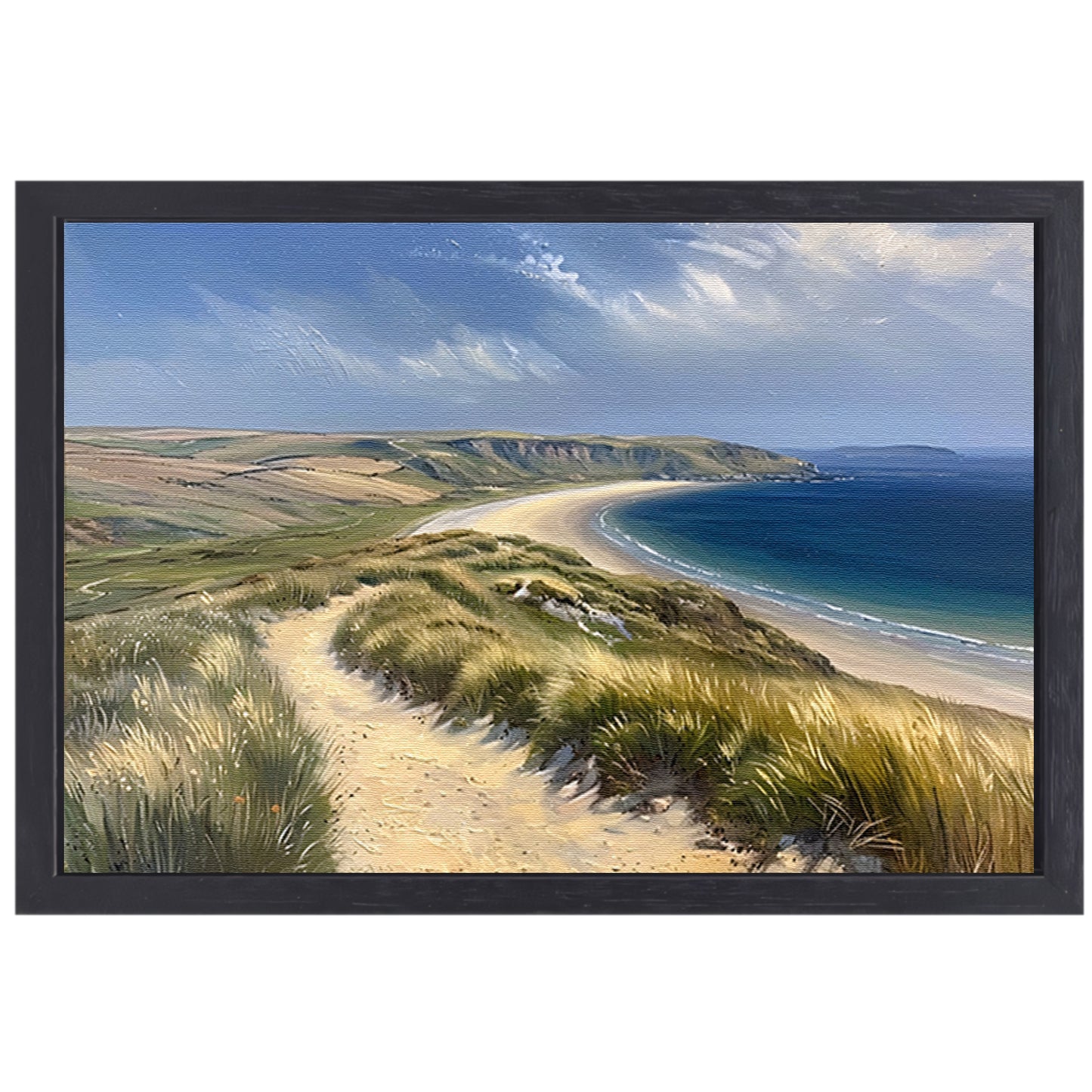 Prachtig strandlandschap met blauwe zee canvas met baklijst