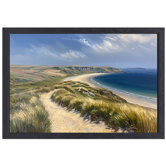 Prachtig strandlandschap met blauwe zee canvas met baklijst