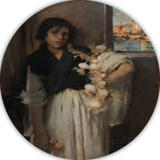 Venetiaanse uienverkoper - John Singer Sargent aluminium muurcirkel