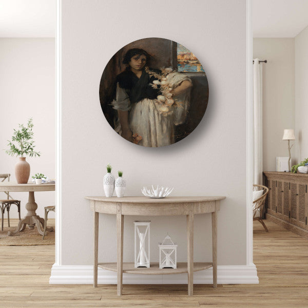 Venetiaanse uienverkoper - John Singer Sargent aluminium muurcirkel