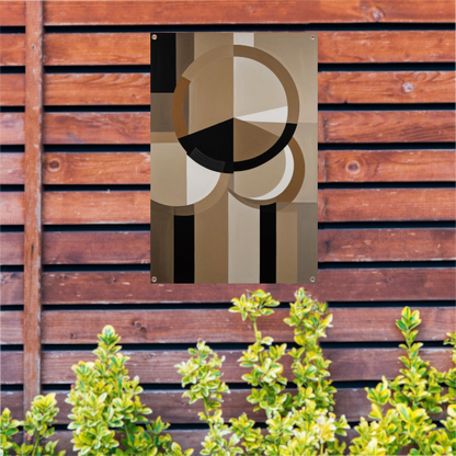 Geometrische Compositie met Aardetinten en Cirkels tuinposter