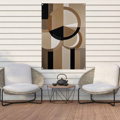 Geometrische Compositie met Aardetinten en Cirkels tuinposter