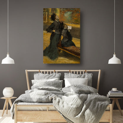 Bezoek aan een museum - Edgar Degas canvas met baklijst