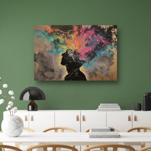 Menselijke Silhouet en Kleurrijke Natuurexplosie canvas