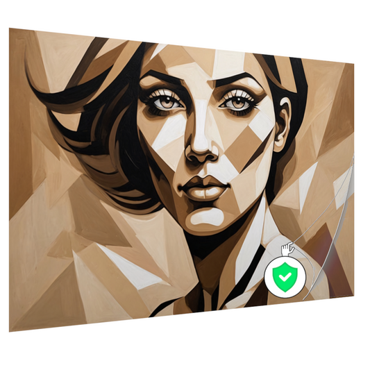 Geometrisch Portret van een Vrouw in Beige poster