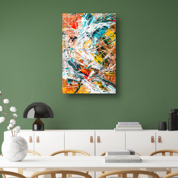 Dynamisch abstract schilderij met kleurrijke lijnen canvas