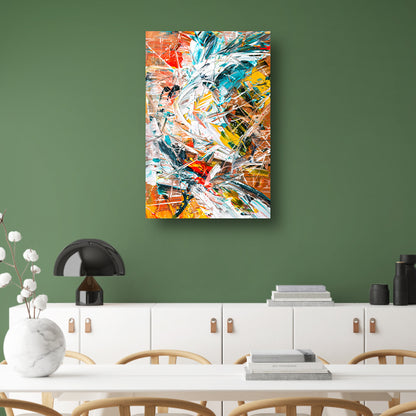 Dynamisch abstract schilderij met kleurrijke lijnen canvas