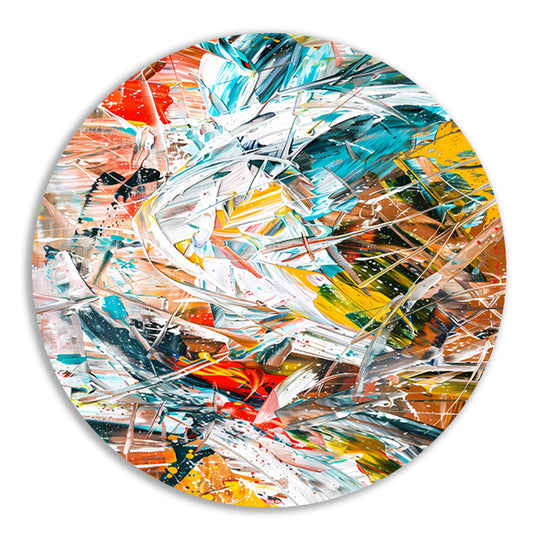 Dynamisch abstract schilderij met kleurrijke lijnen forex muurcirkel