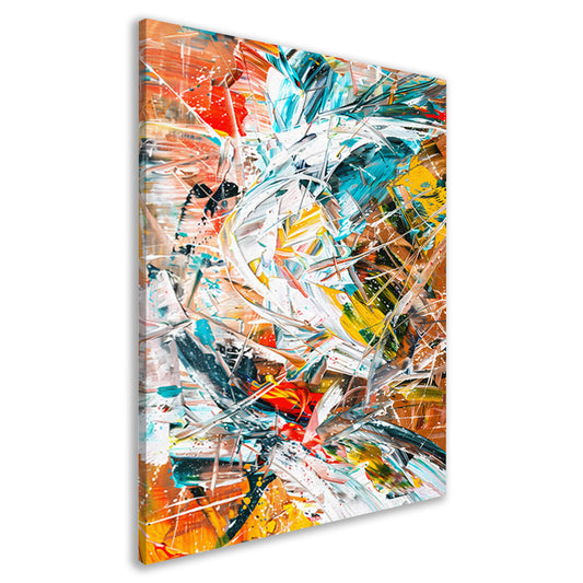 Dynamisch abstract schilderij met kleurrijke lijnen canvas