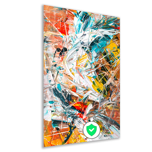 Dynamisch abstract schilderij met kleurrijke lijnen poster