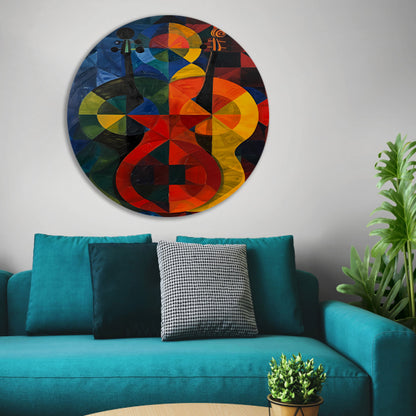 Abstract viool in Kleurrijk geometrische vormen forex muurcirkel