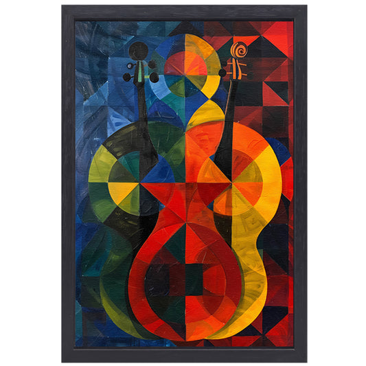 Abstract viool in Kleurrijk geometrische vormen canvas met baklijst