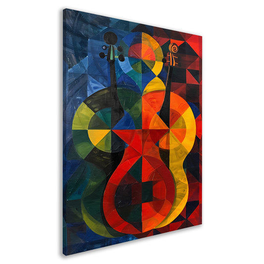 Abstract viool in Kleurrijk geometrische vormen canvas