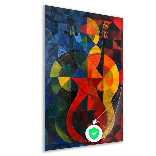 Abstract viool in Kleurrijk geometrische vormen poster