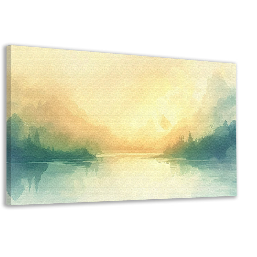 Vredig landschap met mistige heuvels canvas