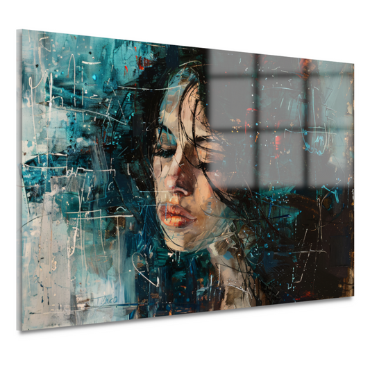 Abstract Portret van Emotie in Olieverf acrylglas