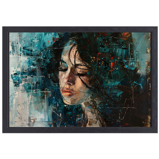 Abstract Portret van Emotie in Olieverf canvas met baklijst