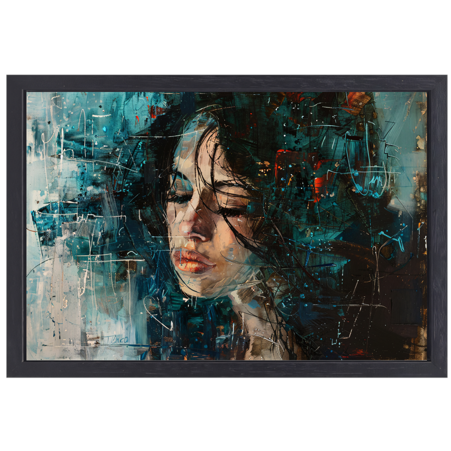 Abstract Portret van Emotie in Olieverf canvas met baklijst