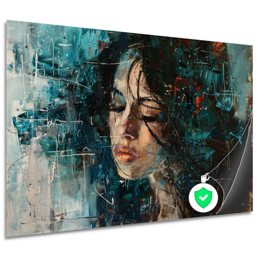Abstract Portret van Emotie in Olieverf poster