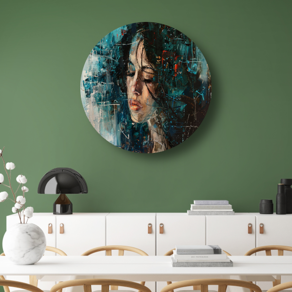 Abstract Portret van Emotie in Olieverf forex muurcirkel