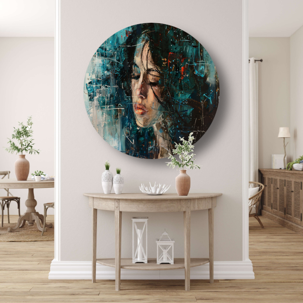 Abstract Portret van Emotie in Olieverf forex muurcirkel