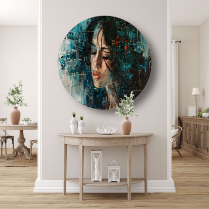 Abstract Portret van Emotie in Olieverf forex muurcirkel