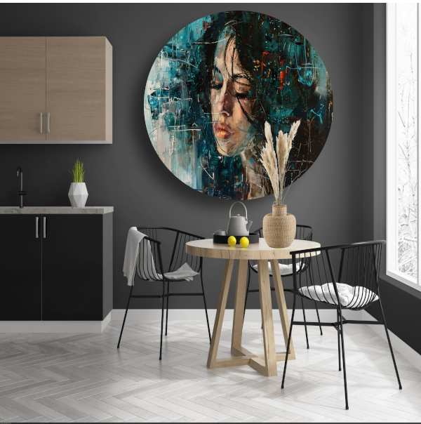 Abstract Portret van Emotie in Olieverf forex muurcirkel