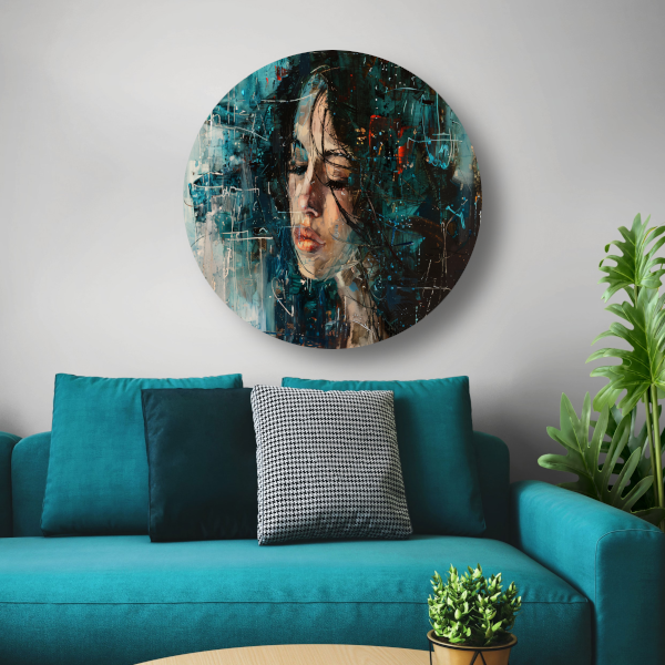 Abstract Portret van Emotie in Olieverf forex muurcirkel