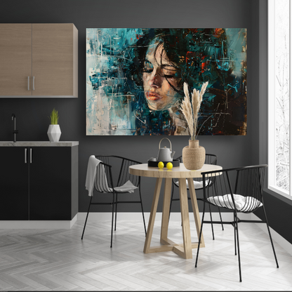 Abstract Portret van Emotie in Olieverf poster