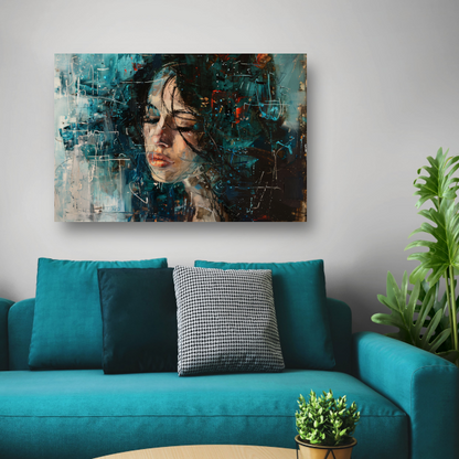 Abstract Portret van Emotie in Olieverf poster