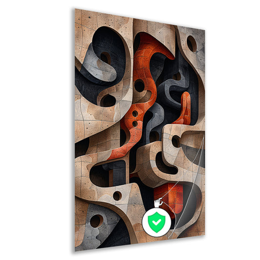 Abstract Doolhof van Vormen en Structuren poster