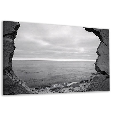 Horizon door een ruwe muuropening   canvas