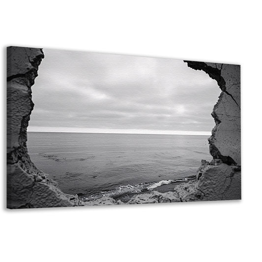 Horizon door een ruwe muuropening   canvas
